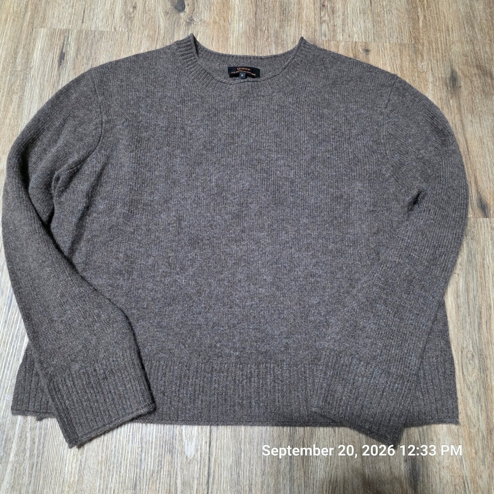 Quince Women Brown 100% Mongolian Cashmere Crewneck Sweater Size S